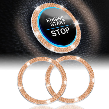 LivTee 2 PCS Crystal Double Rhinestone Car Engine Start Stop Decoration Ring
